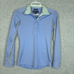 Essex Classics Show Shirt Womens Blue Gray Size XS Talent Yarn Long Sleeve
